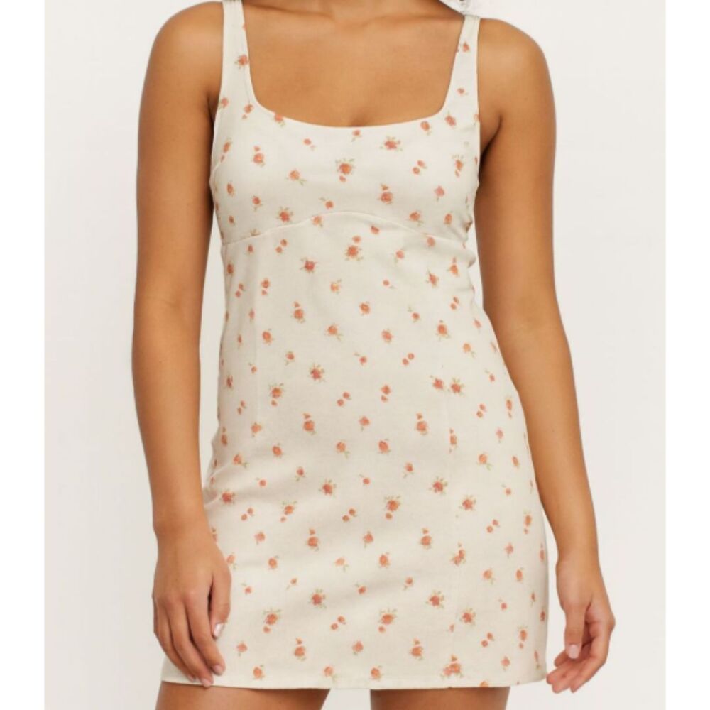 H&M Divided Coquette Cream Floral Sleeveless Mini Dress Size Large